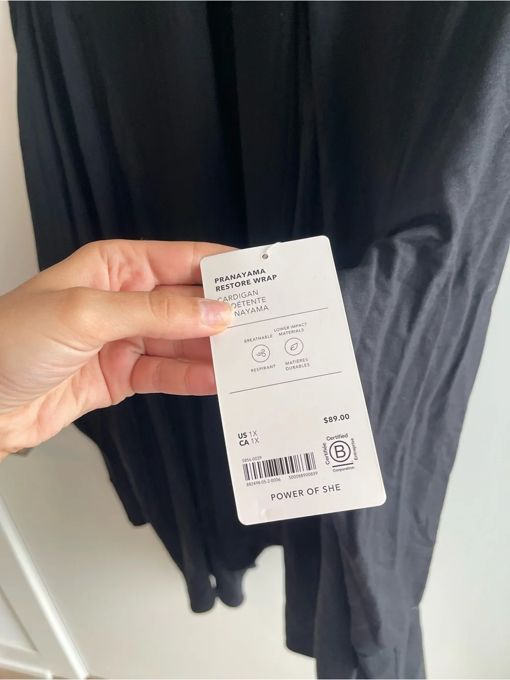 Athleta Pranayama Restore Wrap Black Open-Front Women's Cardigan Jacket